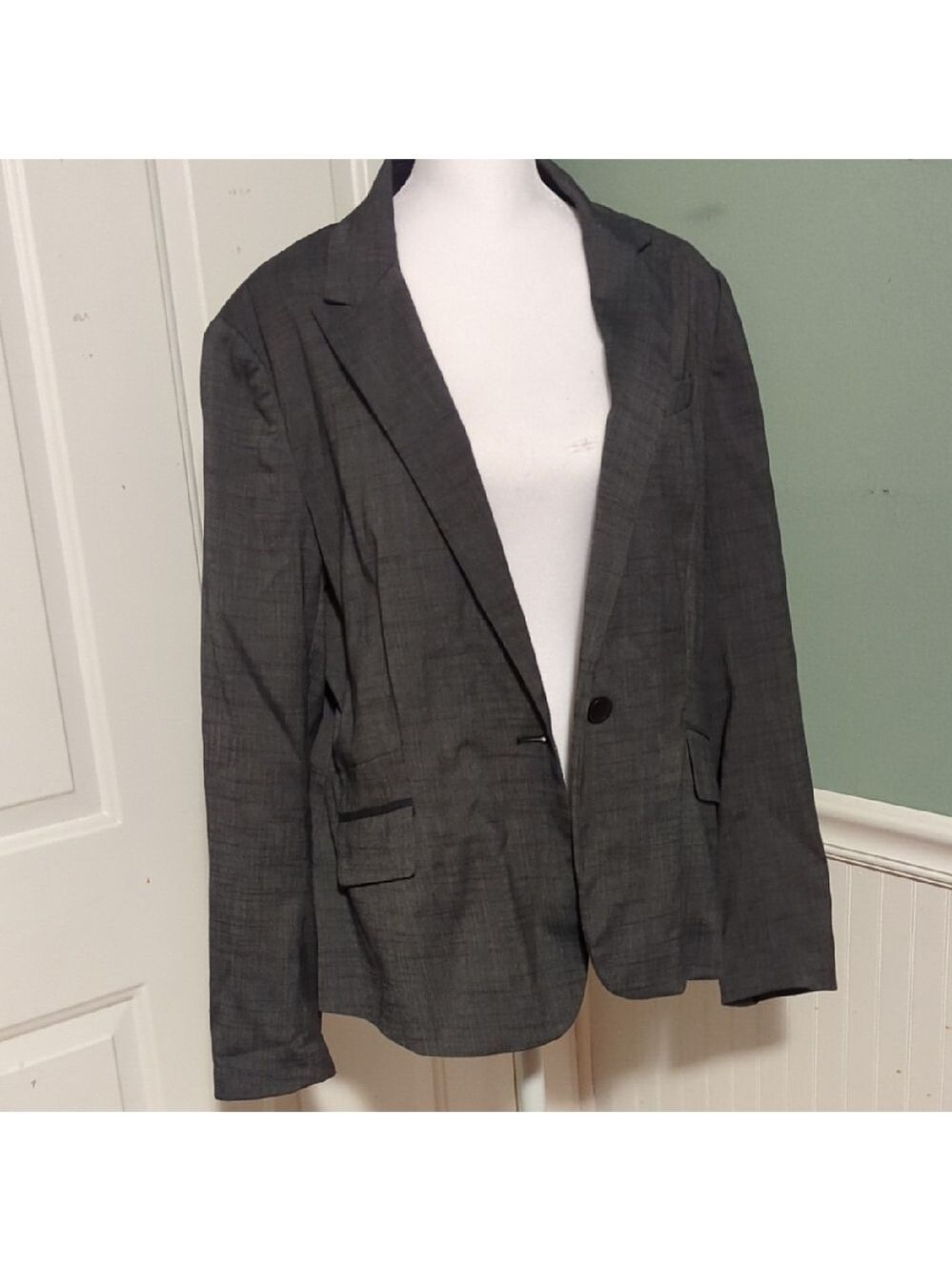 New York & Company Charcoal Blazer Size 16 Stretch